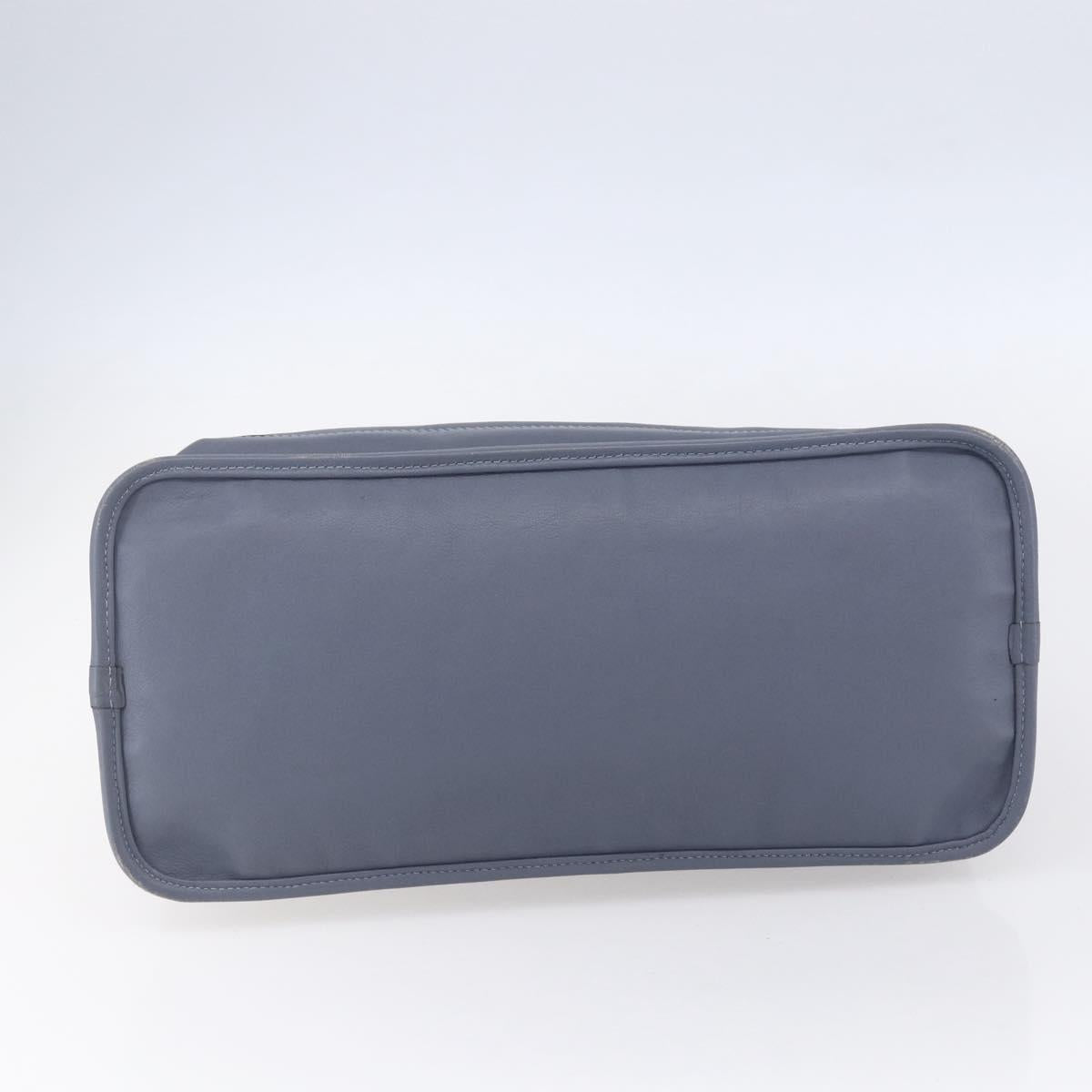 LOEWE Anagram Hand Bag Leather Blue Silver Auth ep11719