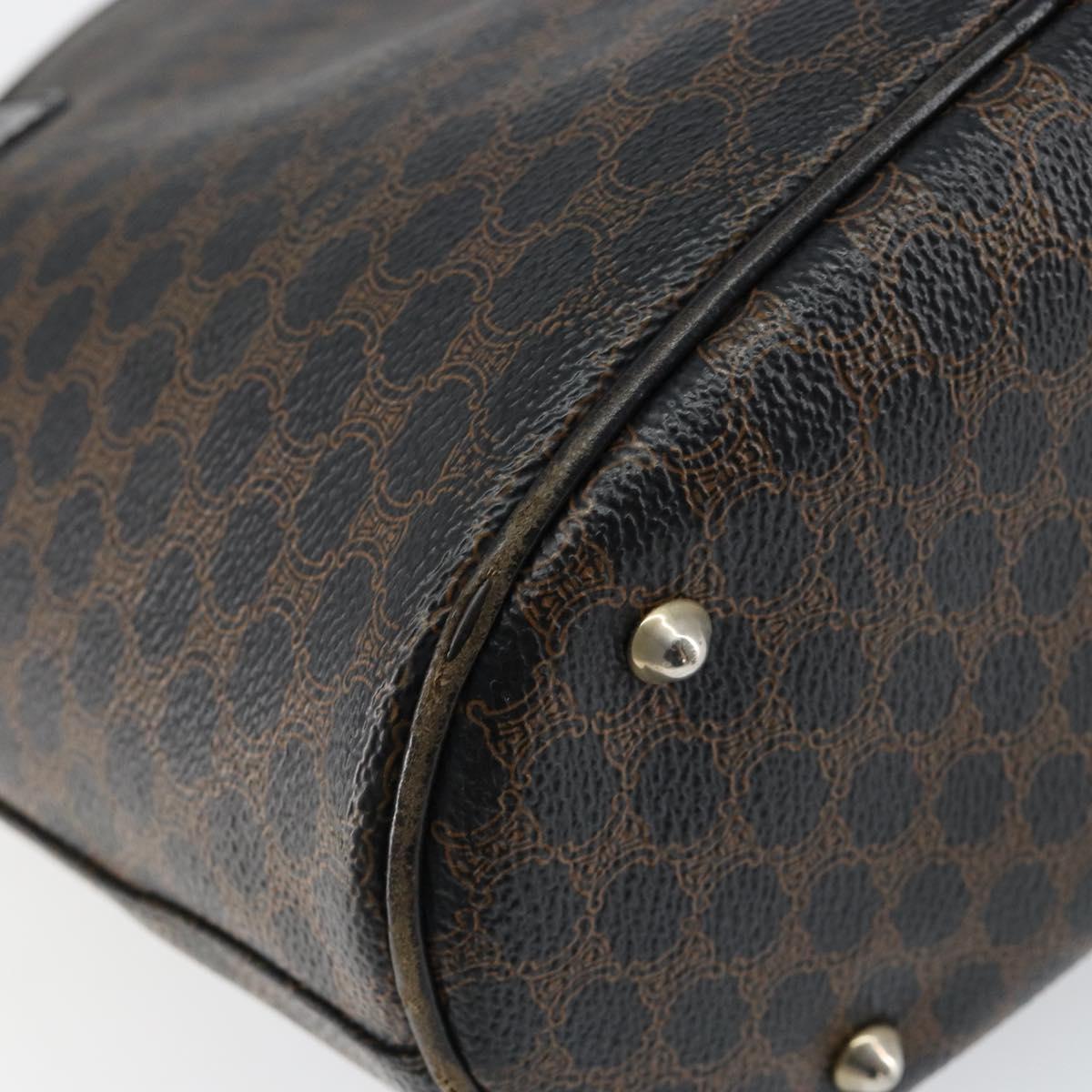 CELINE Macadam Canvas Tote Bag PVC Leather Black Gold Auth ep11721