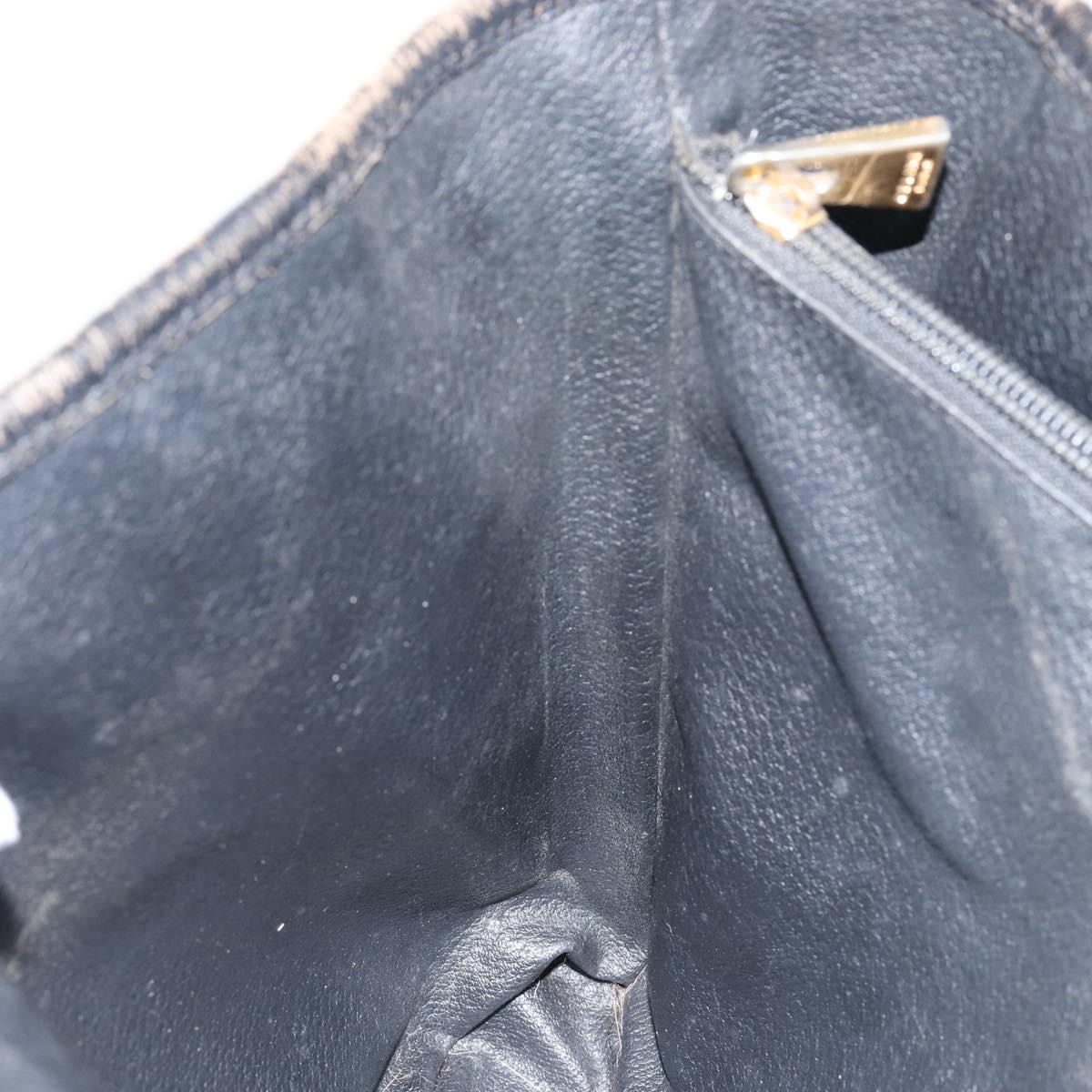 CELINE Macadam Canvas Tote Bag PVC Leather Black Gold Auth ep11721