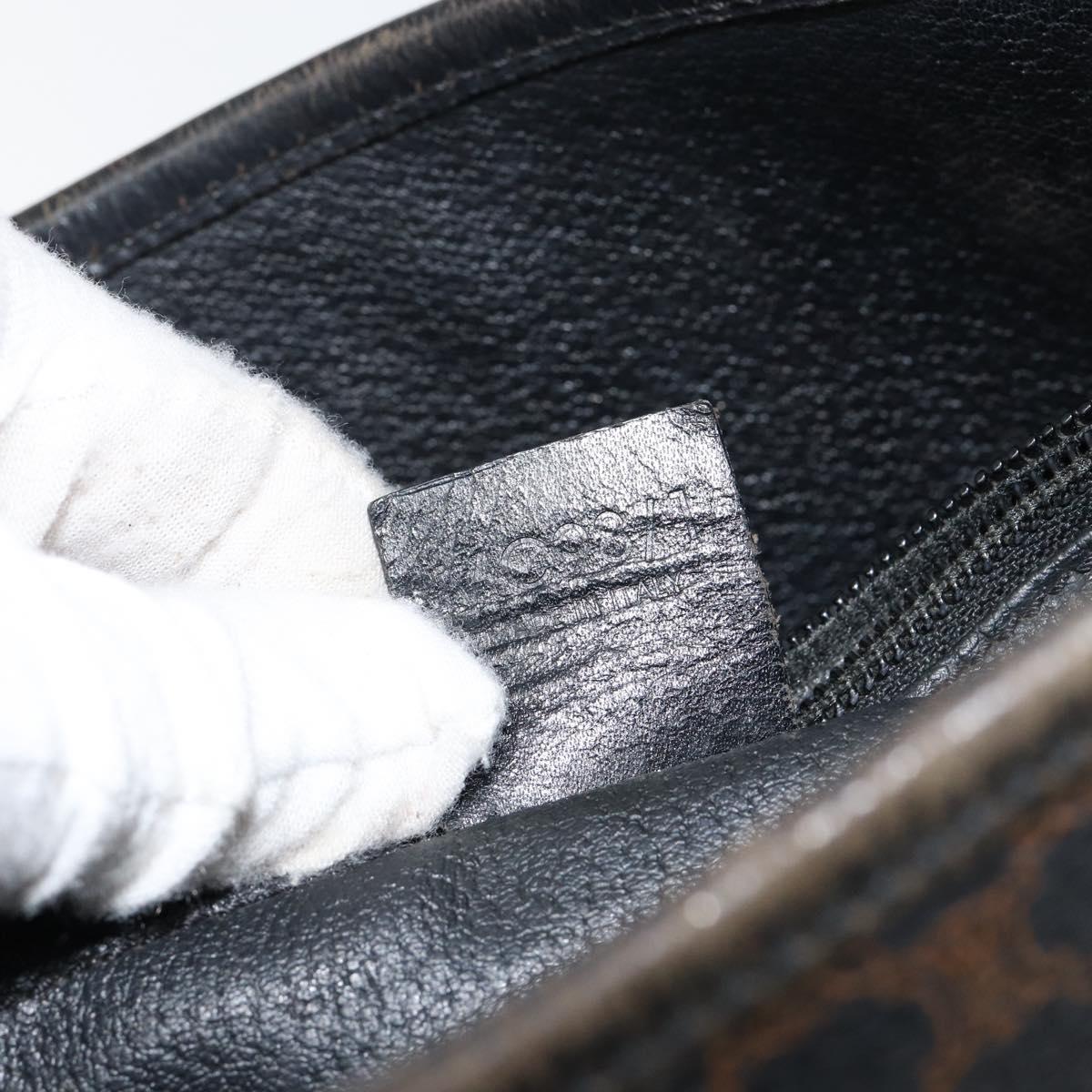 CELINE Macadam Canvas Tote Bag PVC Leather Black Gold Auth ep11721