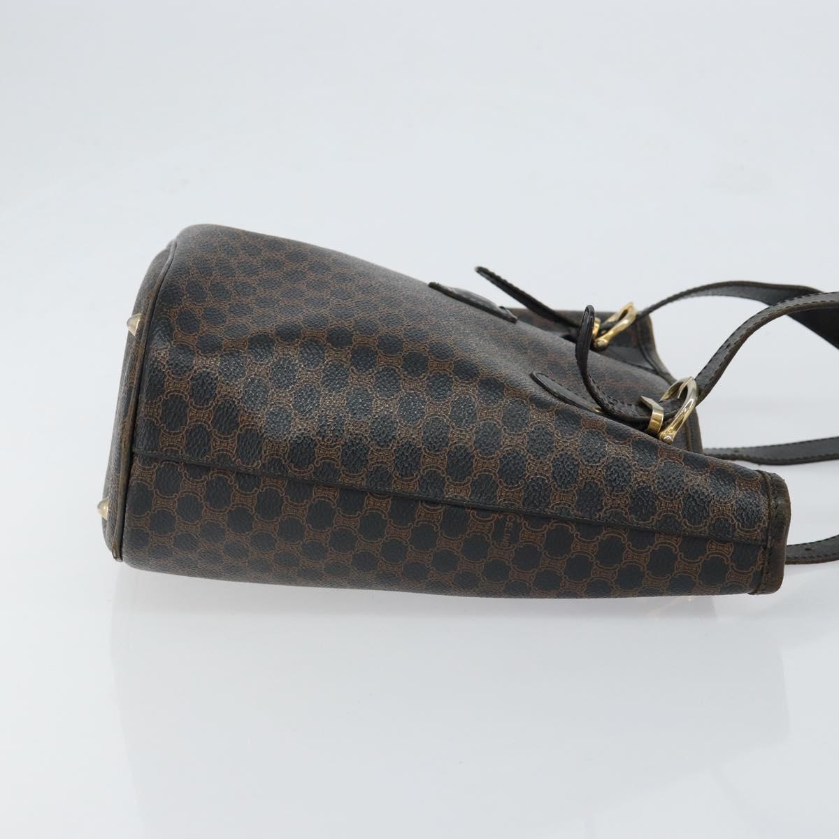 CELINE Macadam Canvas Tote Bag PVC Leather Black Gold Auth ep11721