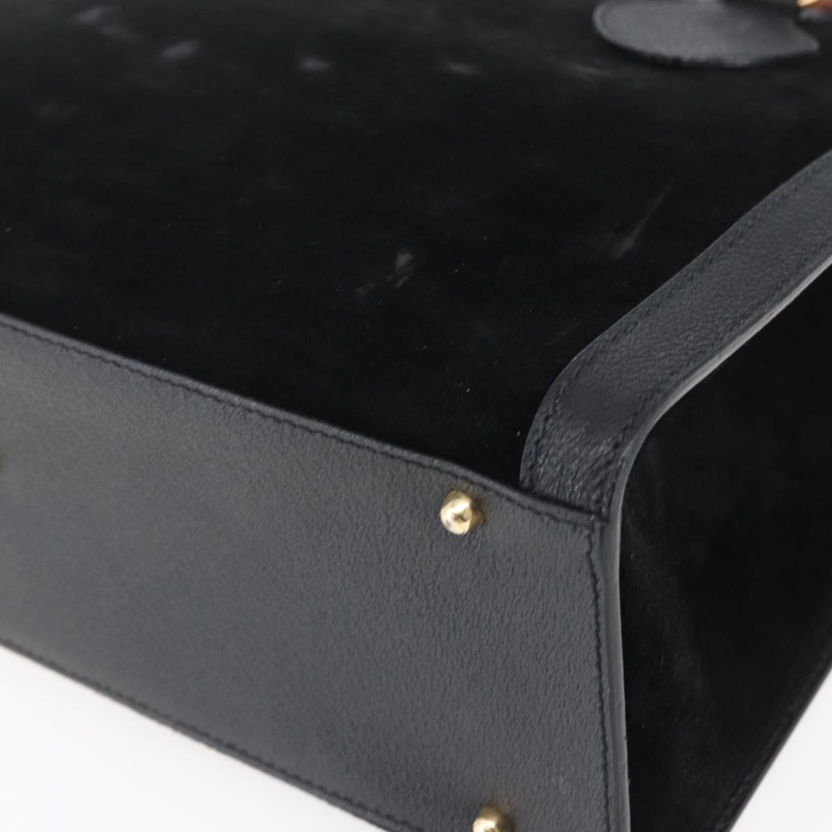 GUCCI Bamboo Hand Bag Suede Black Gold 002 2865 0260 Auth ep11733