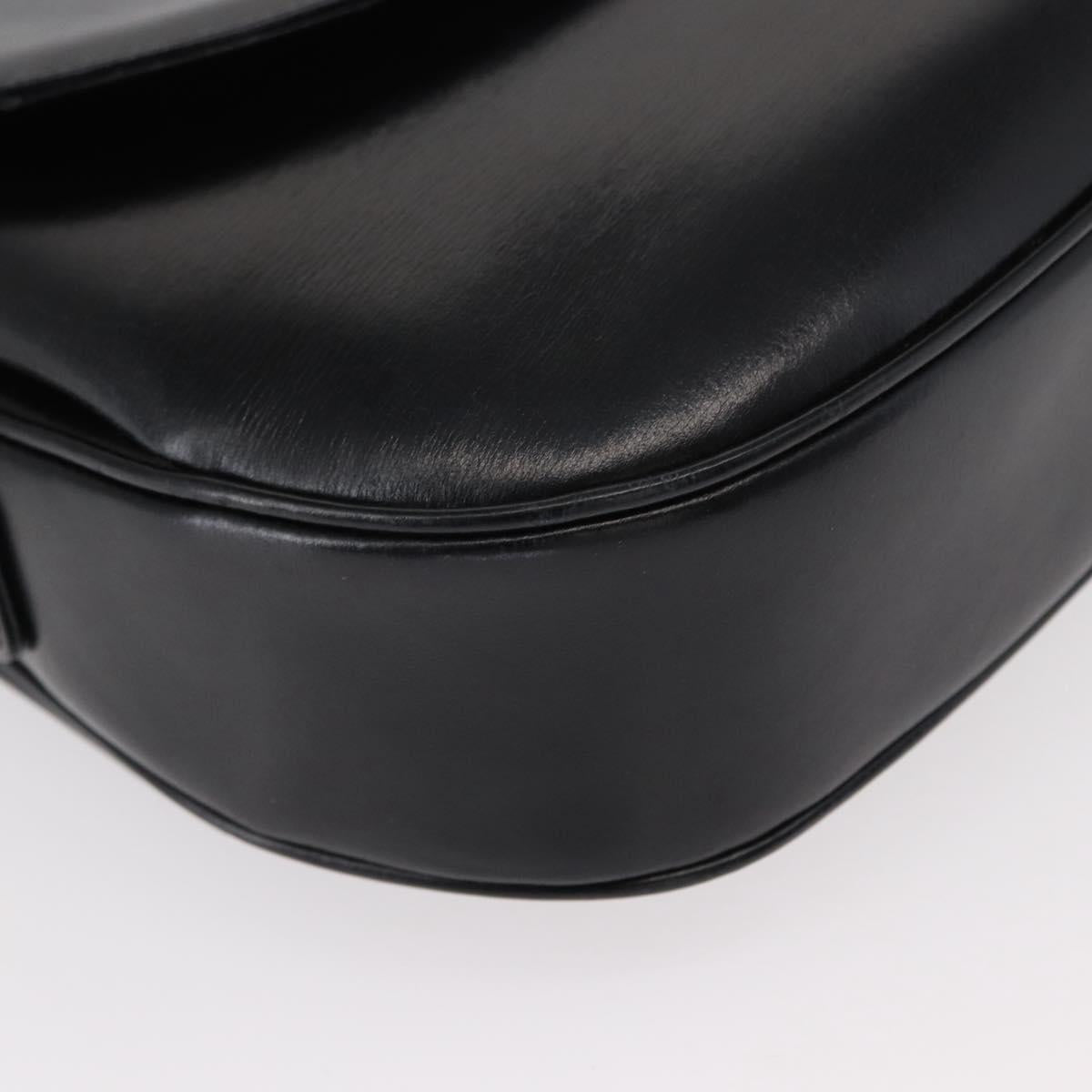 GUCCI Shoulder Bag Leather Black Gold Auth ep11734