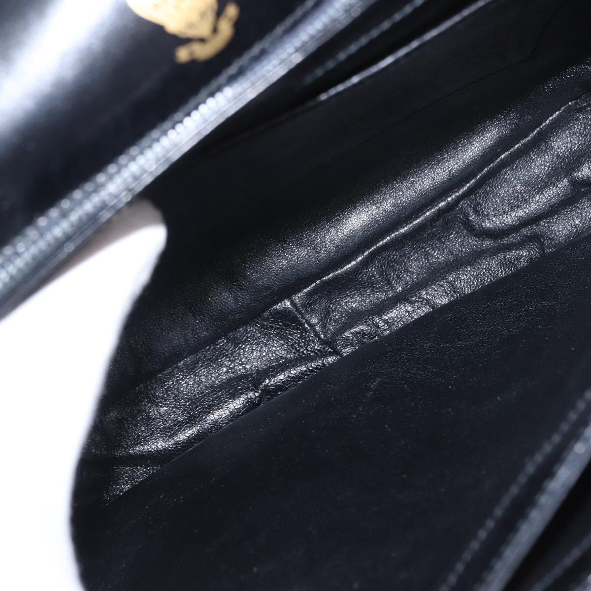 GUCCI Shoulder Bag Leather Black Gold Auth ep11734