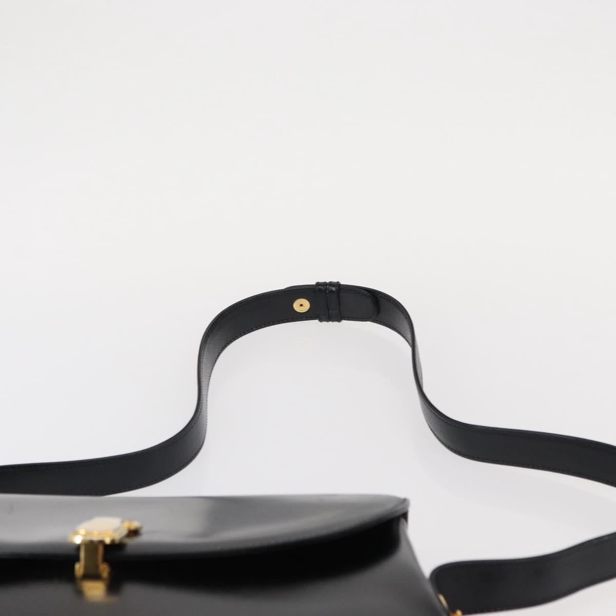 GUCCI Shoulder Bag Leather Black Gold Auth ep11734