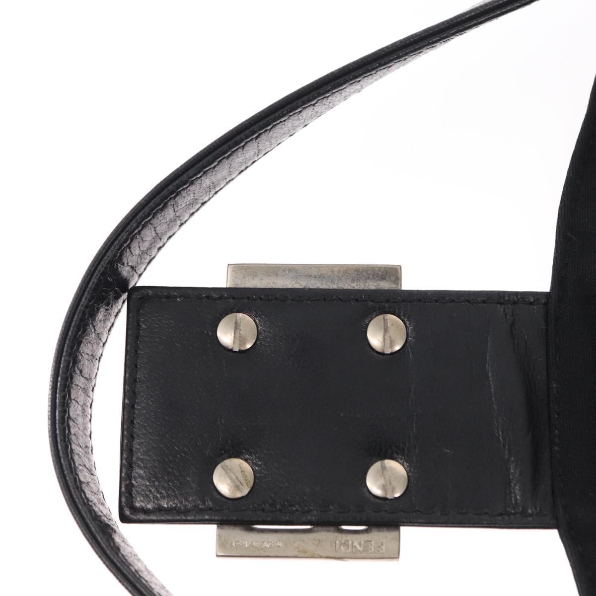 FENDI Mamma Baguette Shoulder Bag Nylon Black Silver Auth ep11735