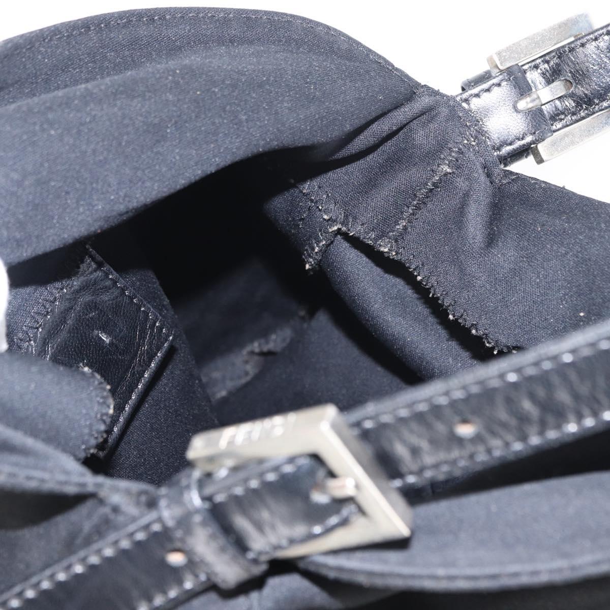 FENDI Mamma Baguette Shoulder Bag Nylon Black Silver Auth ep11735