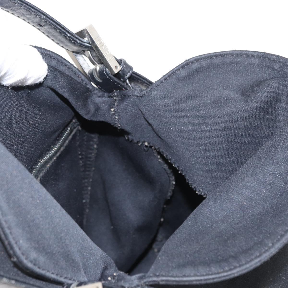 FENDI Mamma Baguette Shoulder Bag Nylon Black Silver Auth ep11735