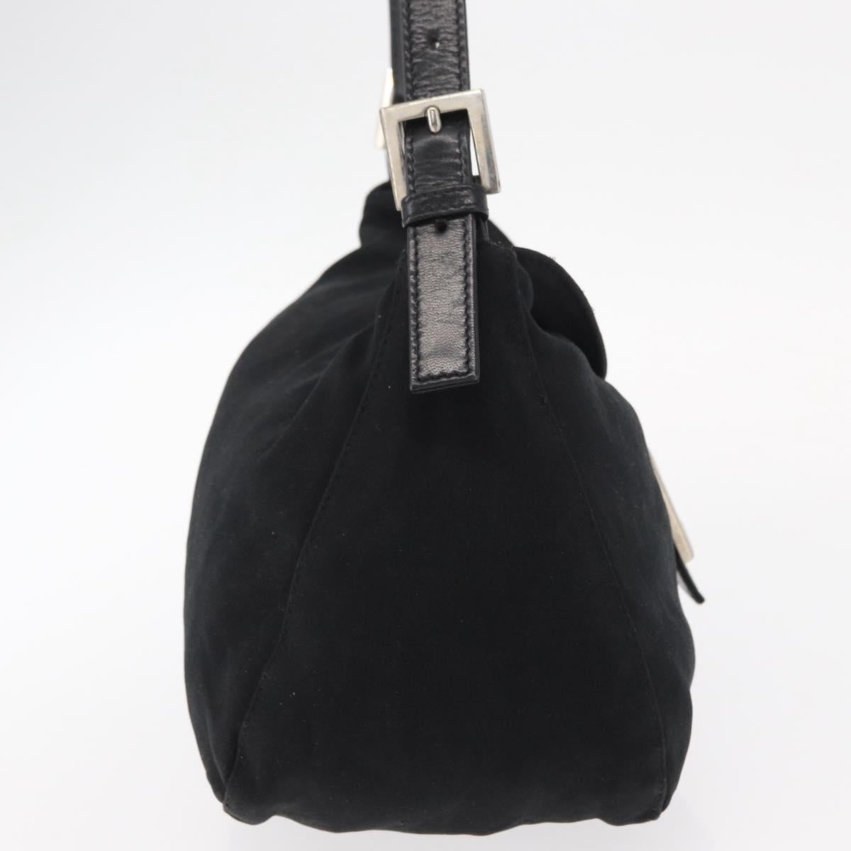 FENDI Mamma Baguette Shoulder Bag Nylon Black Silver Auth ep11735