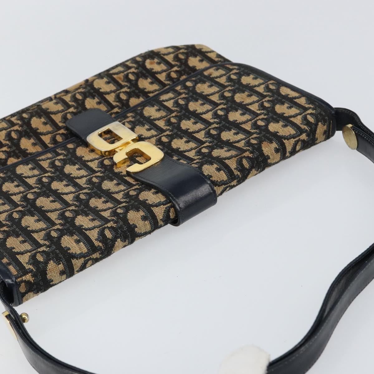 Christian Dior Trotter Canvas Shoulder Bag Navy Auth ep11736