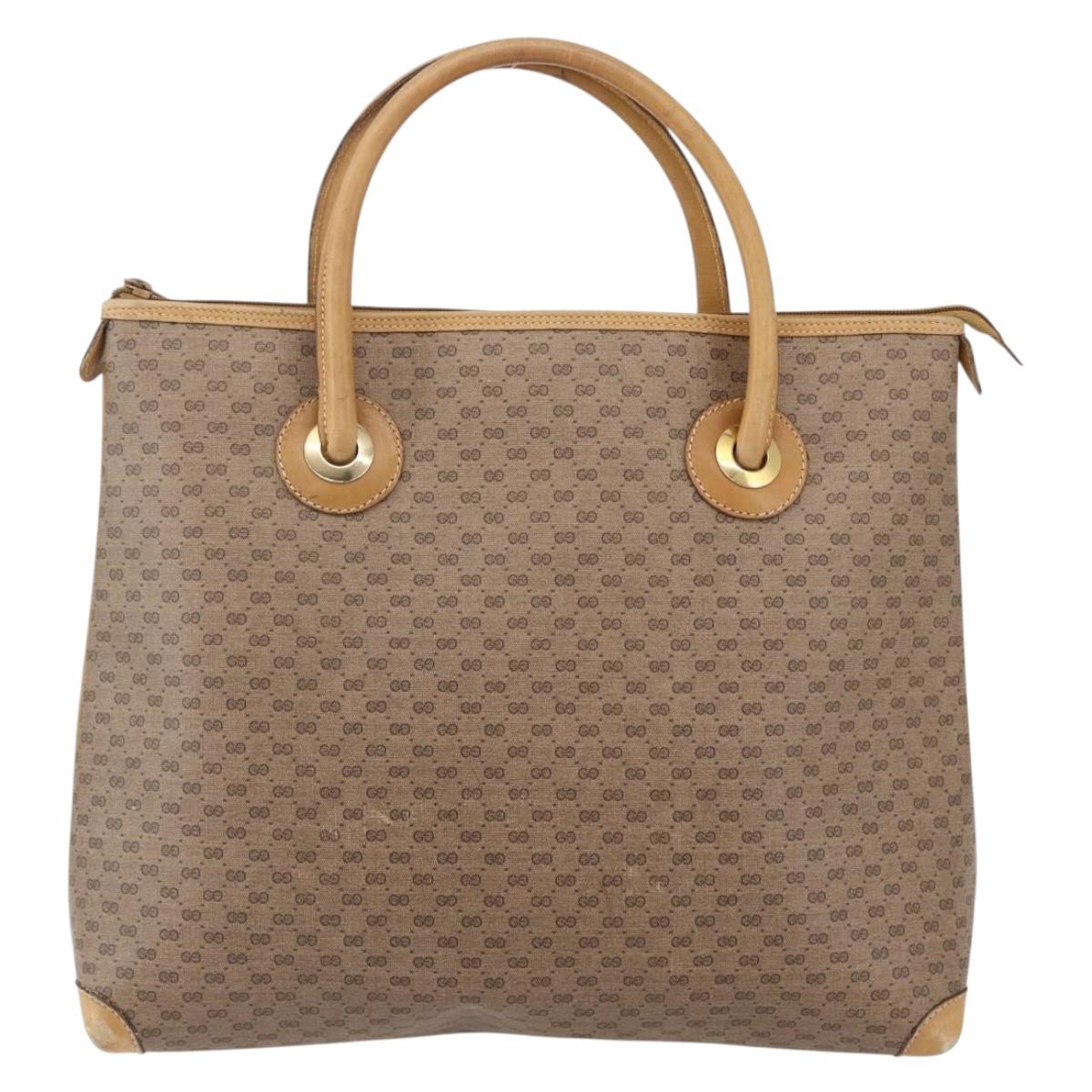 GUCCI Micro GG Supreme Hand Bag PVC Beige Gold 02 39 4947 Auth ep11737