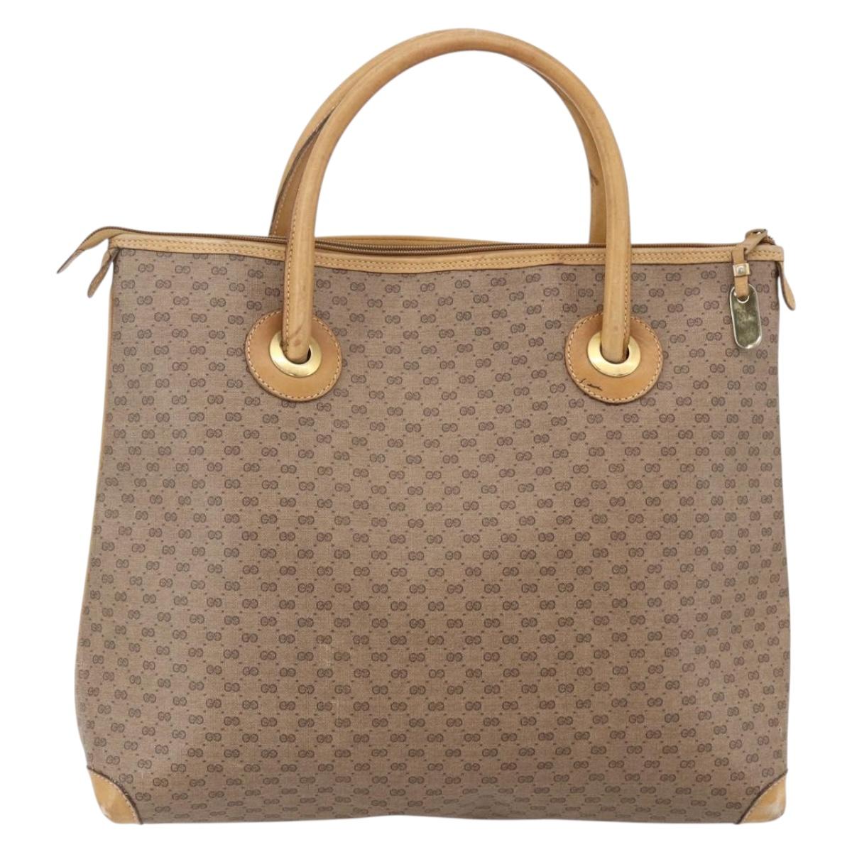 GUCCI Micro GG Supreme Hand Bag PVC Beige Gold 02 39 4947 Auth ep11737