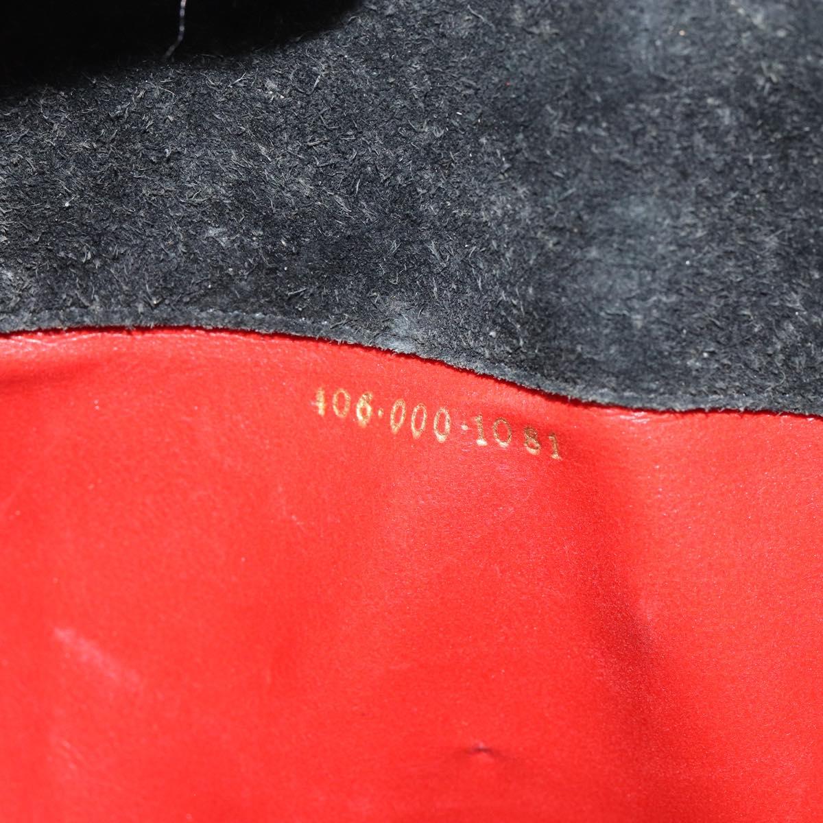 GUCCI Hand Bag Enamel Black Gold Auth ep11740