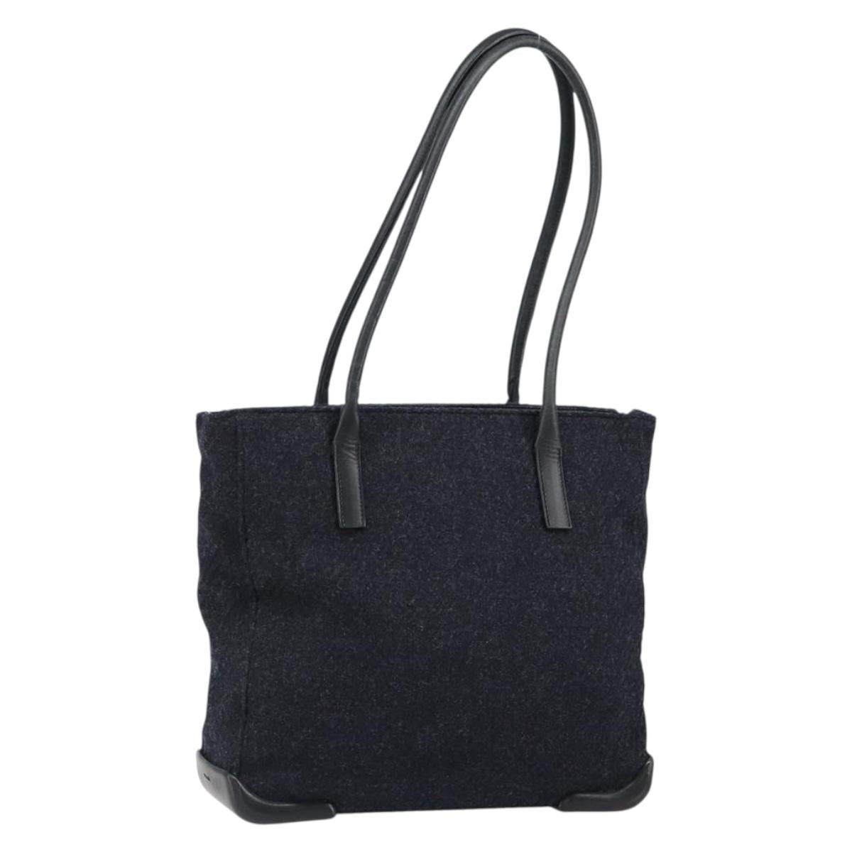 PRADA Tote Bag Wool Gray Auth ep11742