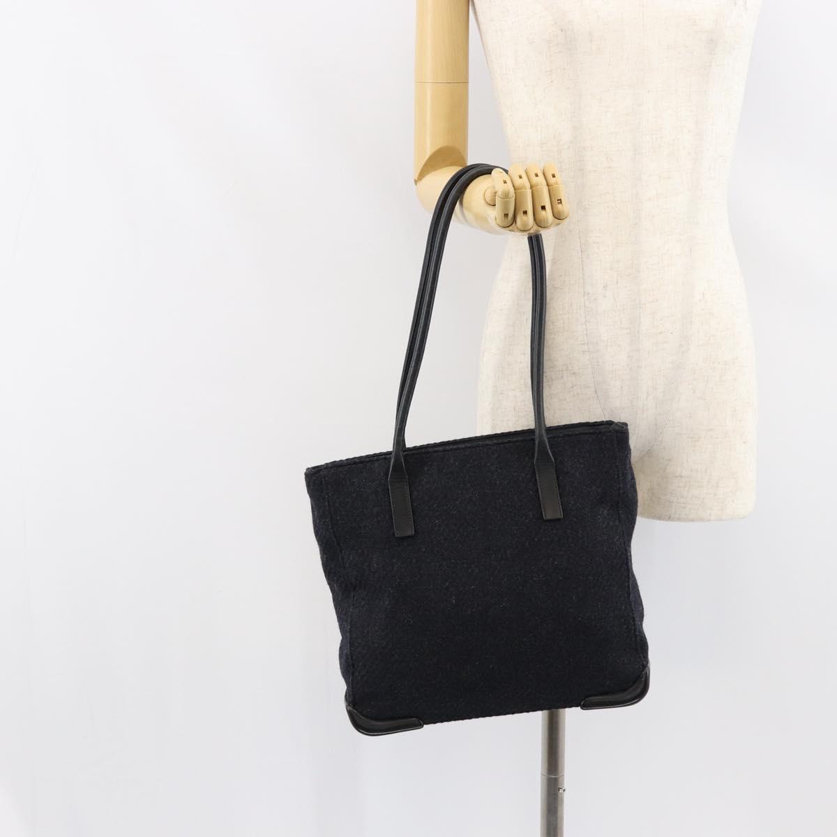 PRADA Tote Bag Wool Gray Auth ep11742