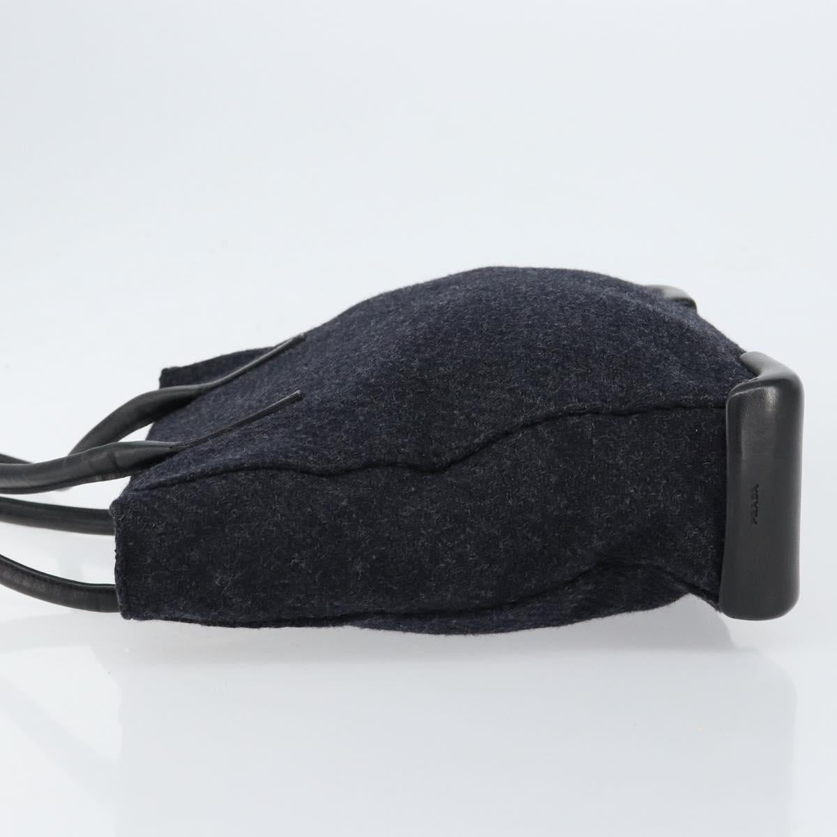 PRADA Tote Bag Wool Gray Auth ep11742