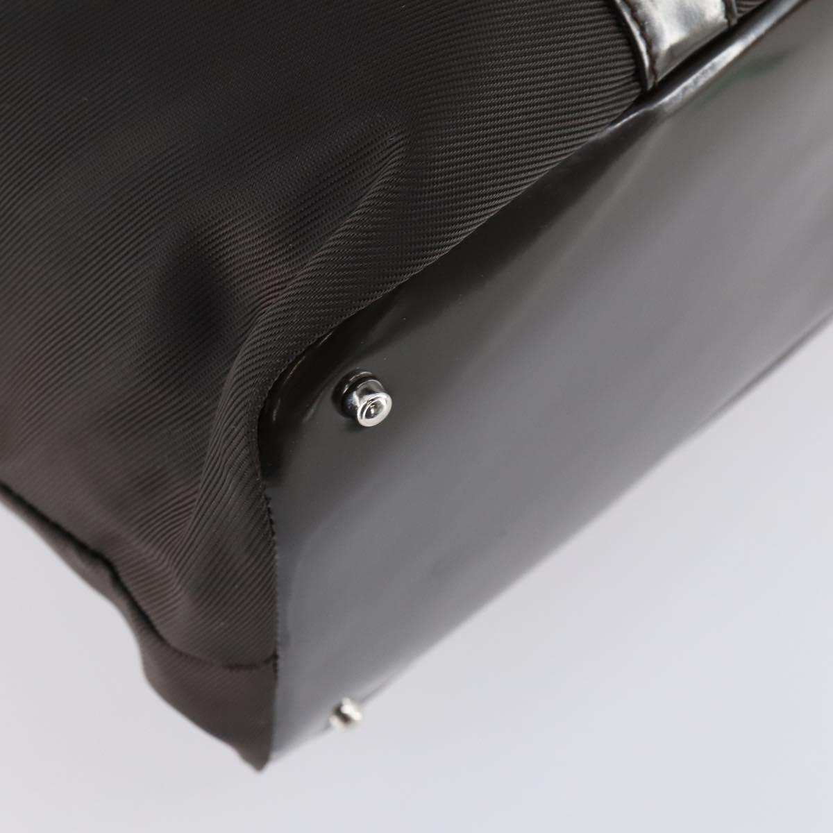 GUCCI Bamboo Hand Bag Nylon 2way Brown Silver 002 3754 0412 Auth ep11746