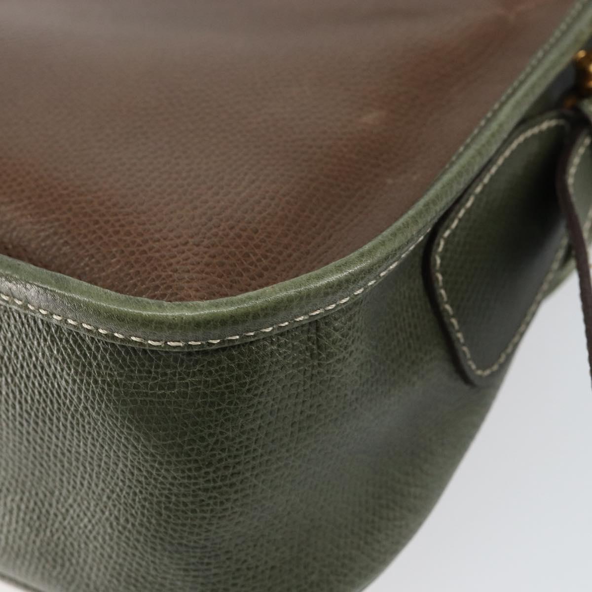 LOEWE Anagram Shoulder Bag Leather Gold Brown Auth ep11747