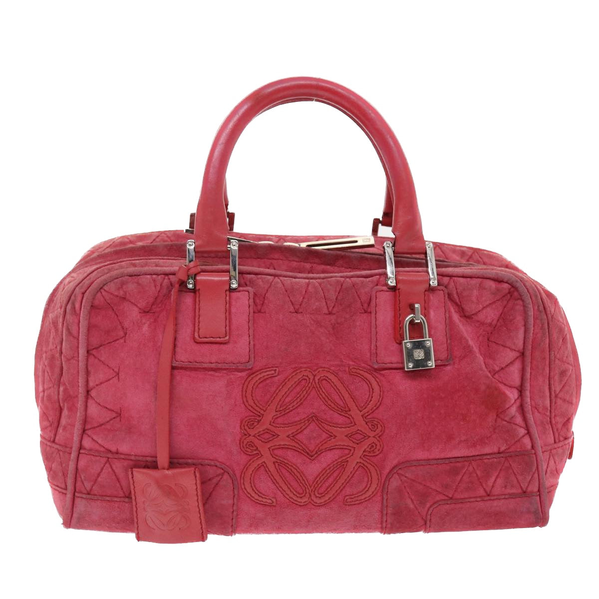 LOEWE Hand Bag Suede Red Auth ep1175