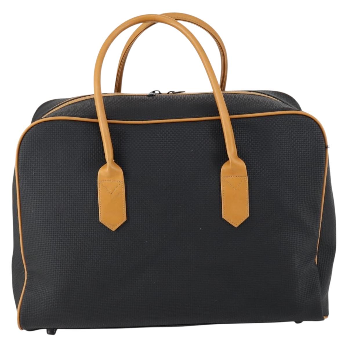 SAINT LAURENT Cassandra Boston Bag PVC Black Brown gold Auth ep11750