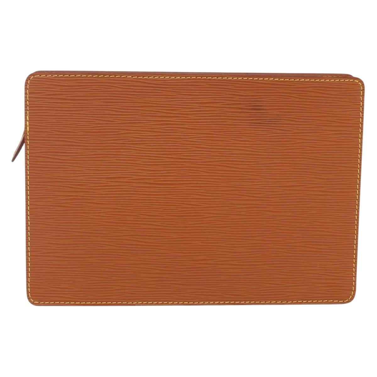 LOUIS VUITTON Epi Pochette Homme Bag Brown Zipangu Gold M52528 Auth ep11759