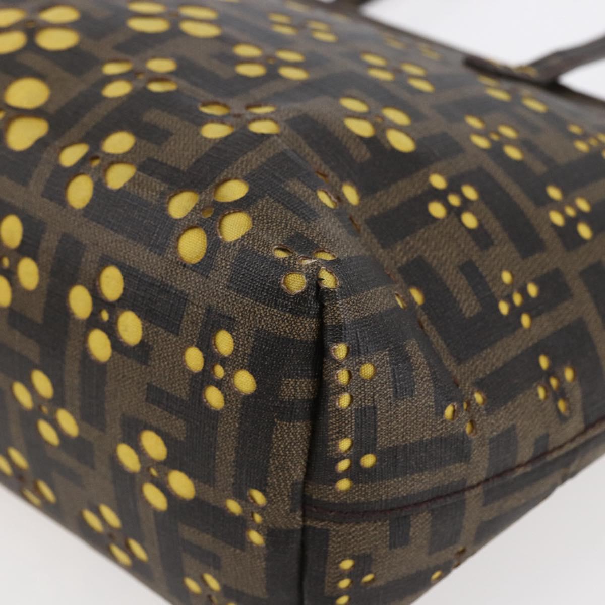 FENDI Zucca Canvas Hand Bag Black Brown Auth ep11760