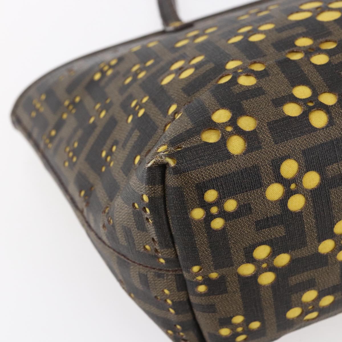 FENDI Zucca Canvas Hand Bag Black Brown Auth ep11760