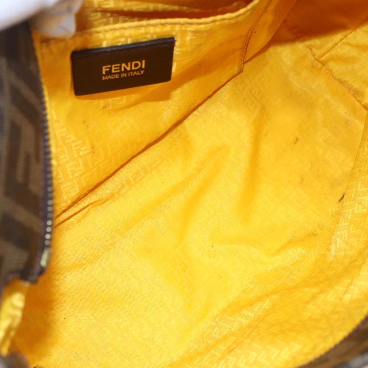 FENDI Zucca Canvas Hand Bag Black Brown Auth ep11760