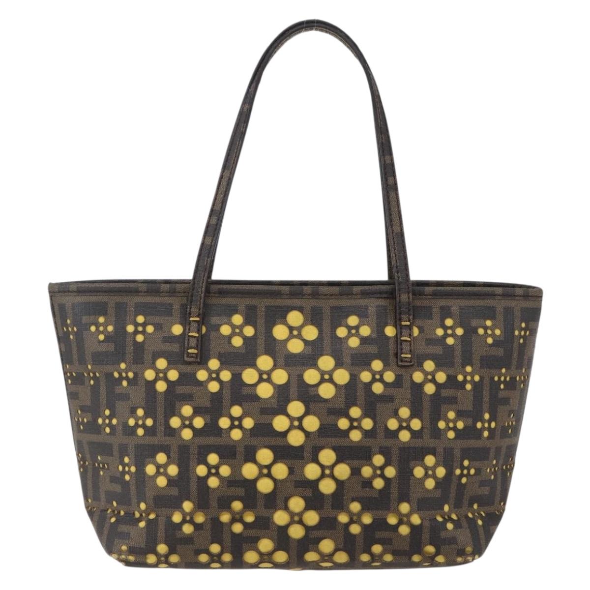 FENDI Zucca Canvas Hand Bag Black Brown Auth ep11760