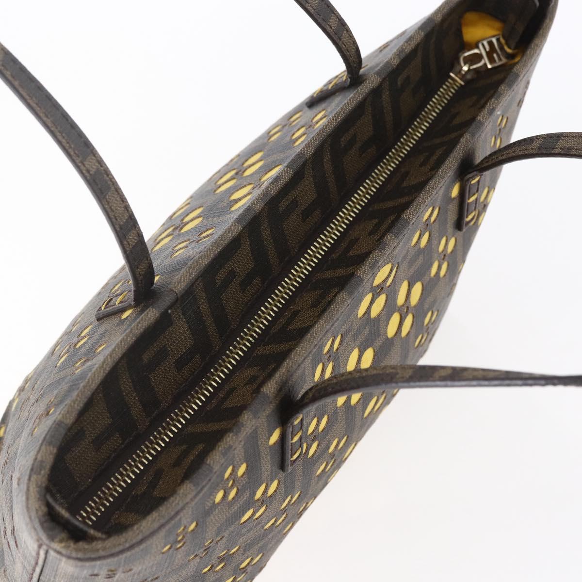 FENDI Zucca Canvas Hand Bag Black Brown Auth ep11760