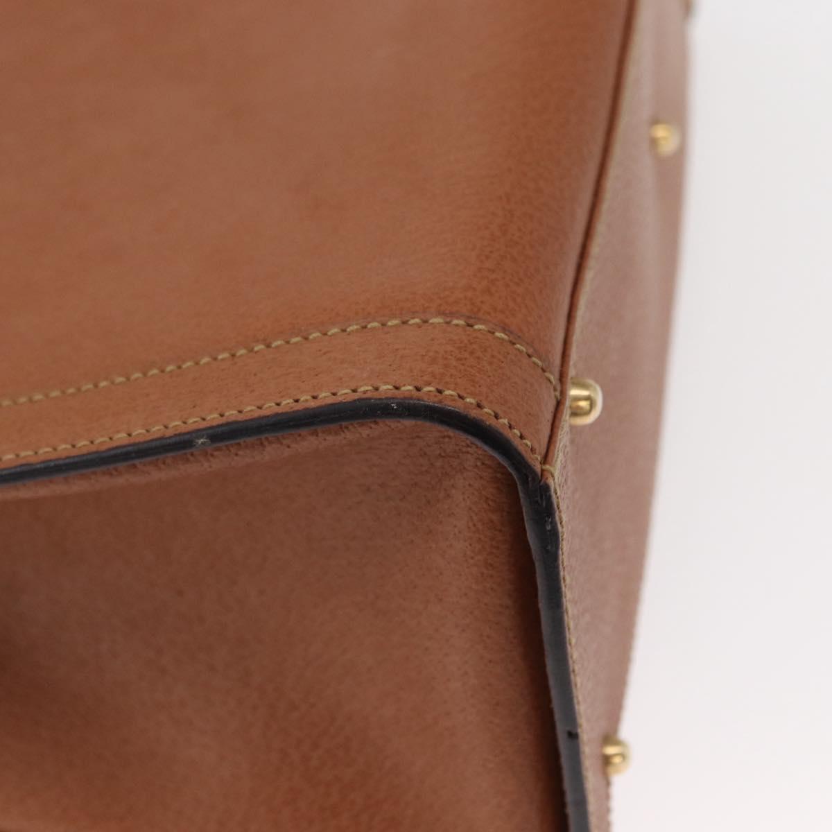 GUCCI Bamboo Hand Bag Leather Brown Gold Auth ep11767