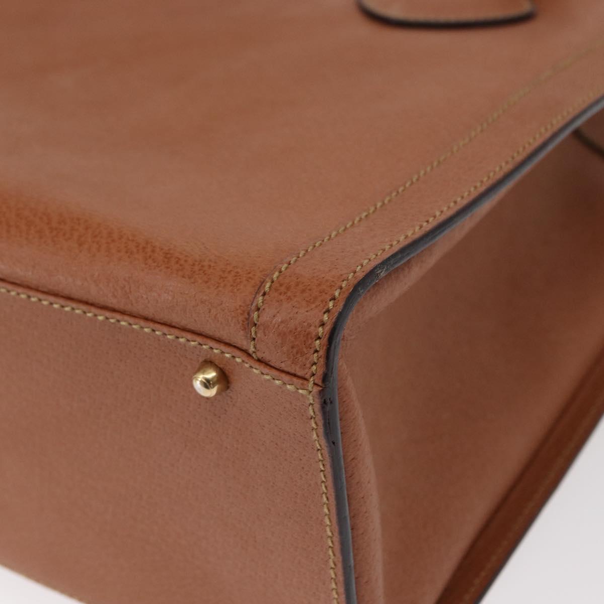 GUCCI Bamboo Hand Bag Leather Brown Gold Auth ep11767