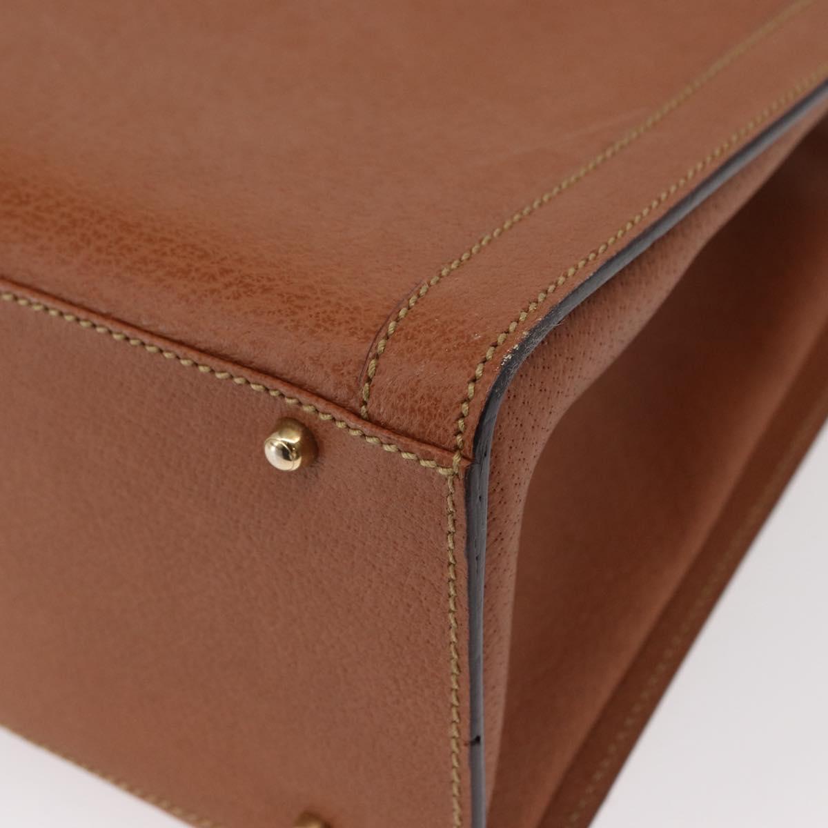 GUCCI Bamboo Hand Bag Leather Brown Gold Auth ep11767