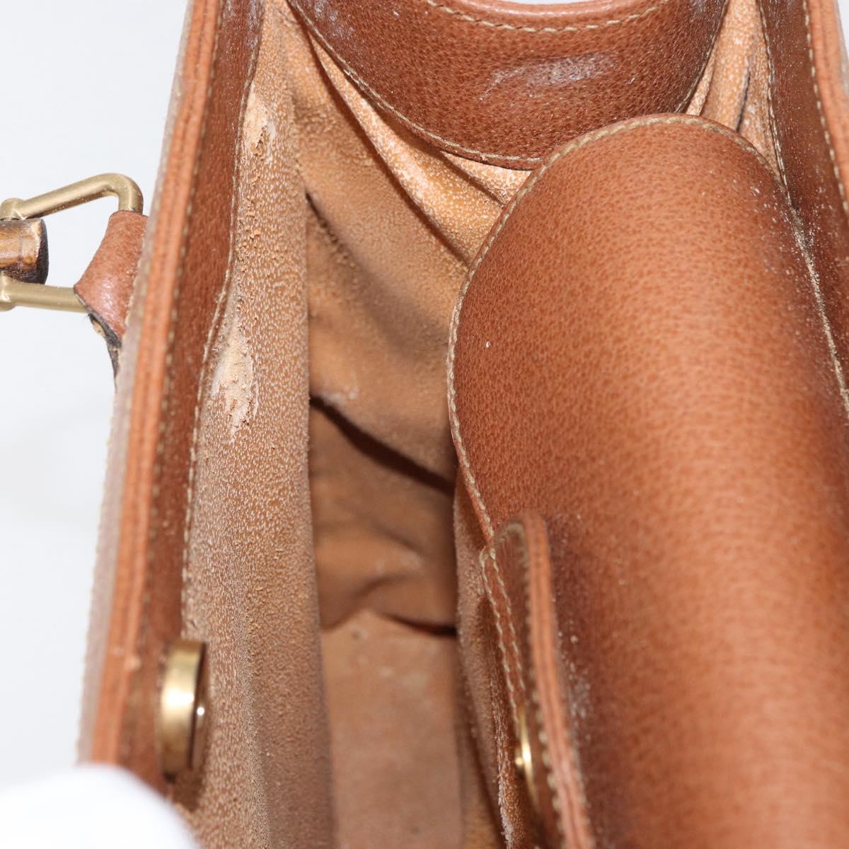 GUCCI Bamboo Hand Bag Leather Brown Gold Auth ep11767