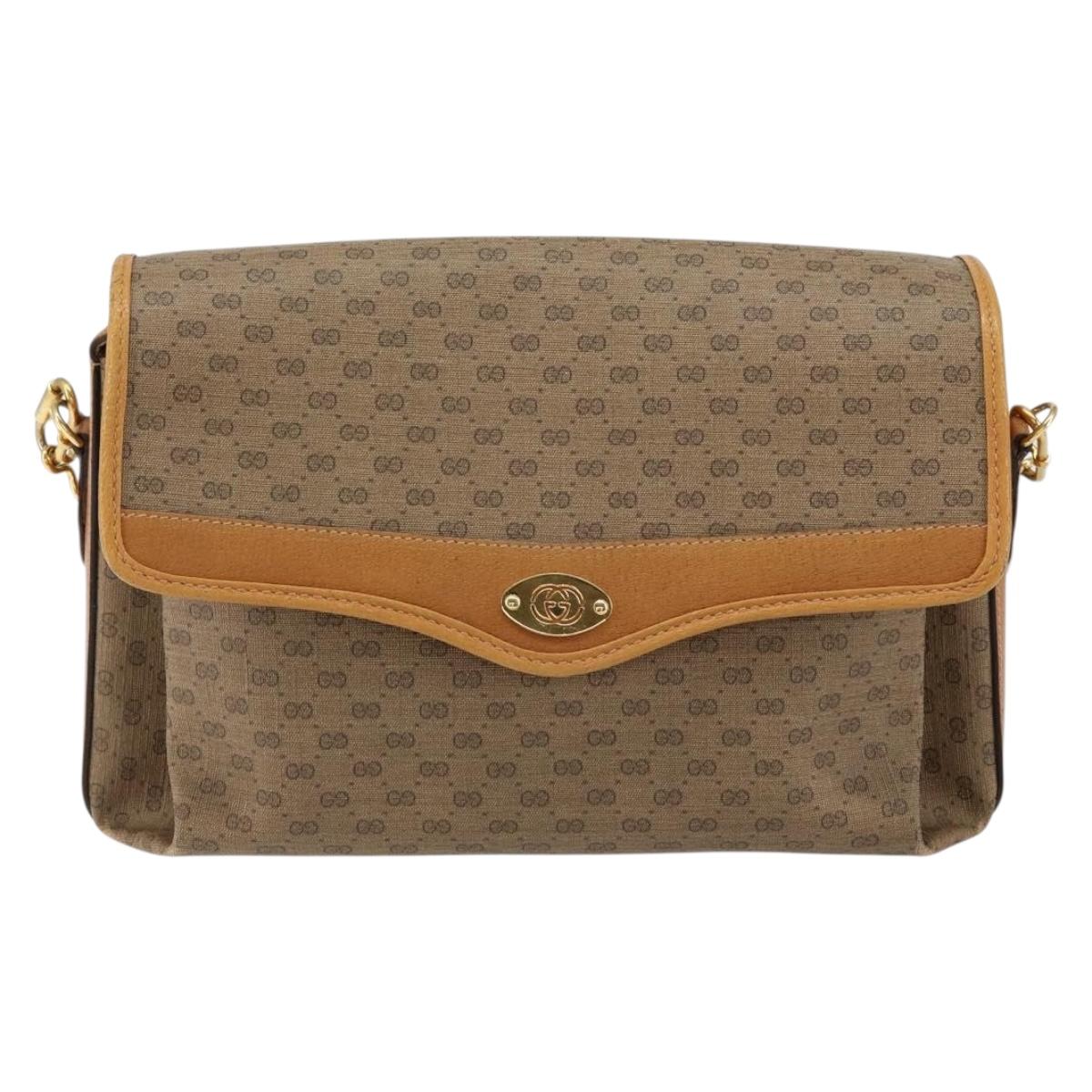 GUCCI Micro GG Supreme Shoulder Bag PVC Gold Beige Auth ep11768