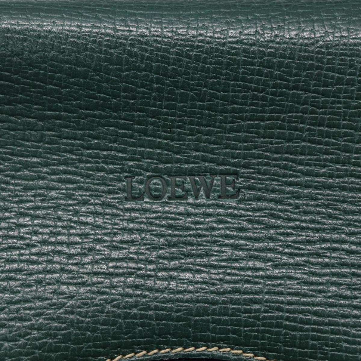LOEWE Barcelona Hand Bag Leather 2way Green Gold Auth ep11771