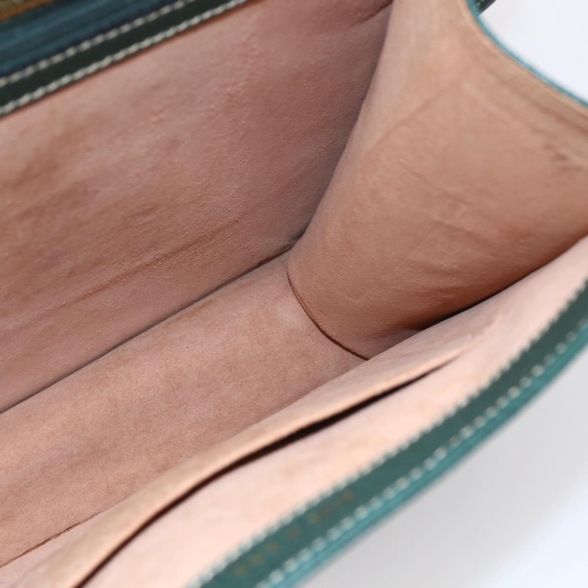 LOEWE Barcelona Hand Bag Leather 2way Green Gold Auth ep11771