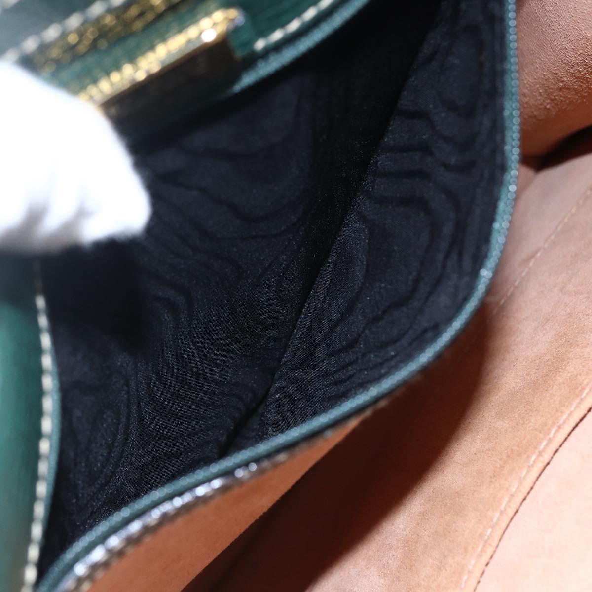 LOEWE Barcelona Hand Bag Leather 2way Green Gold Auth ep11771