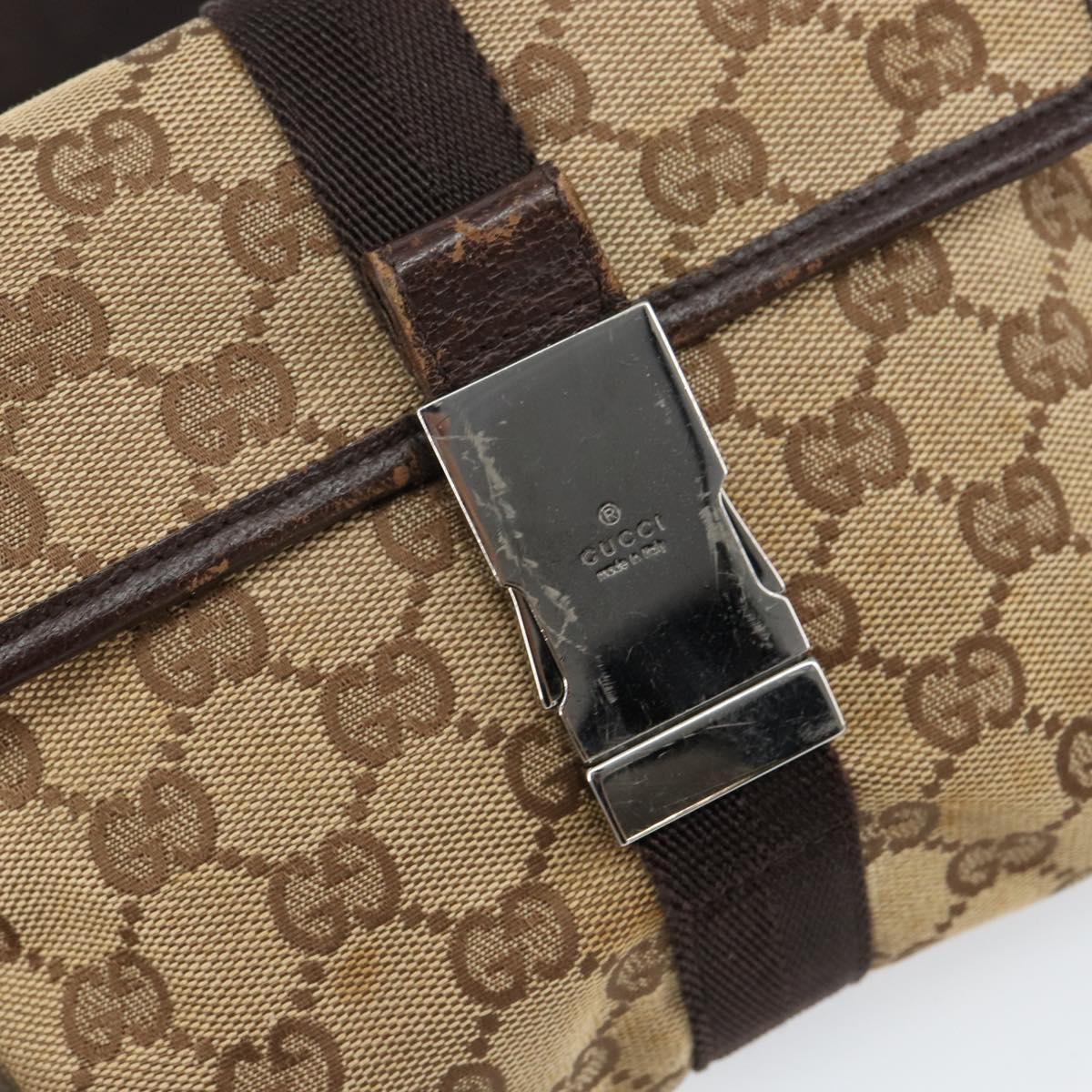 GUCCI GG Canvas Waist bag Beige Silver 131236 Auth ep11777