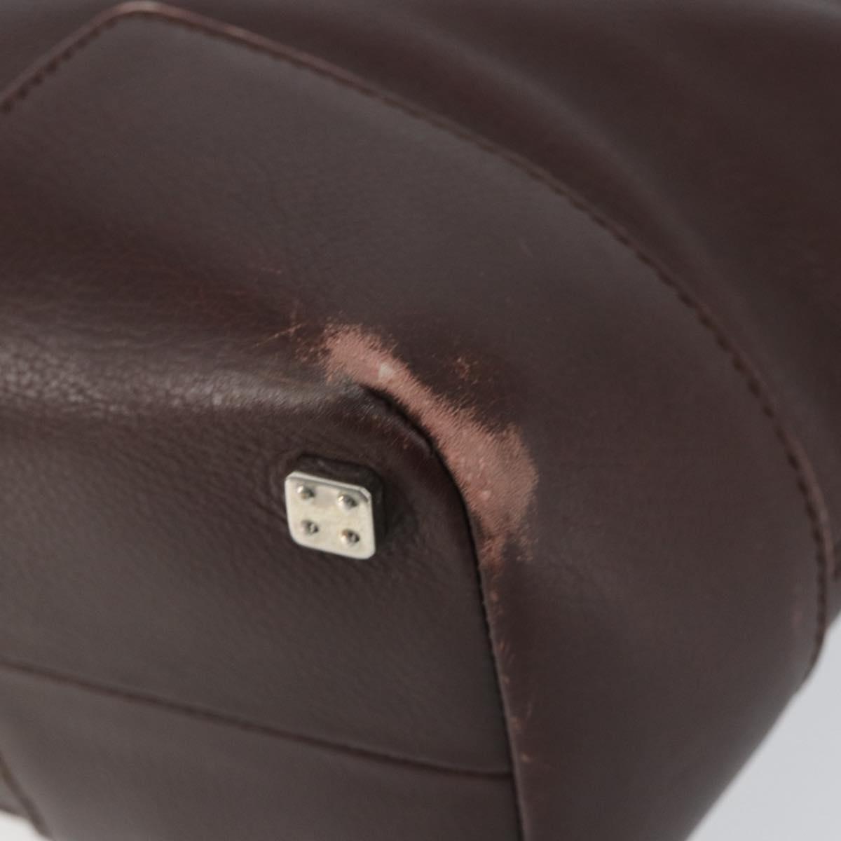 LOEWE Anagram Justa Amazona Hand Bag Leather Brown Silver Auth ep11792