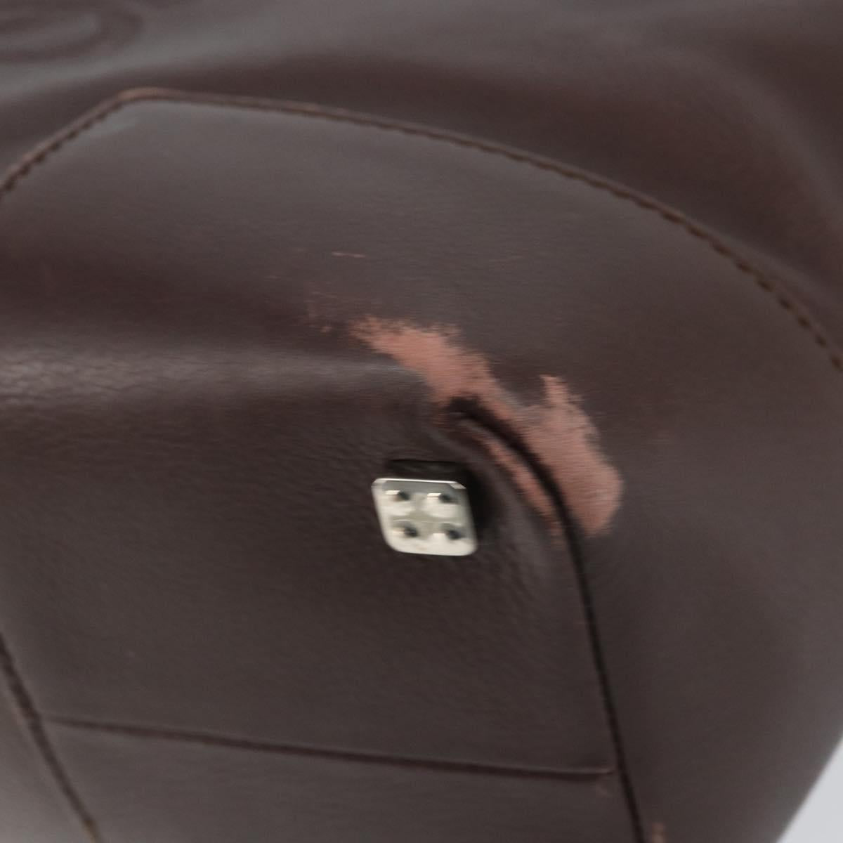 LOEWE Anagram Justa Amazona Hand Bag Leather Brown Silver Auth ep11792