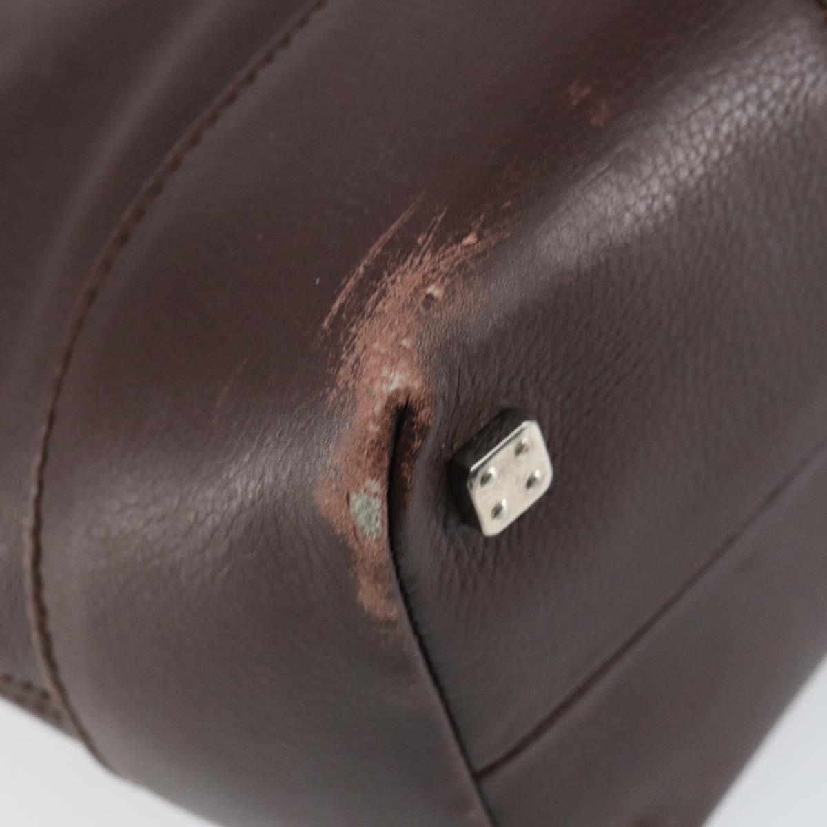 LOEWE Anagram Justa Amazona Hand Bag Leather Brown Silver Auth ep11792