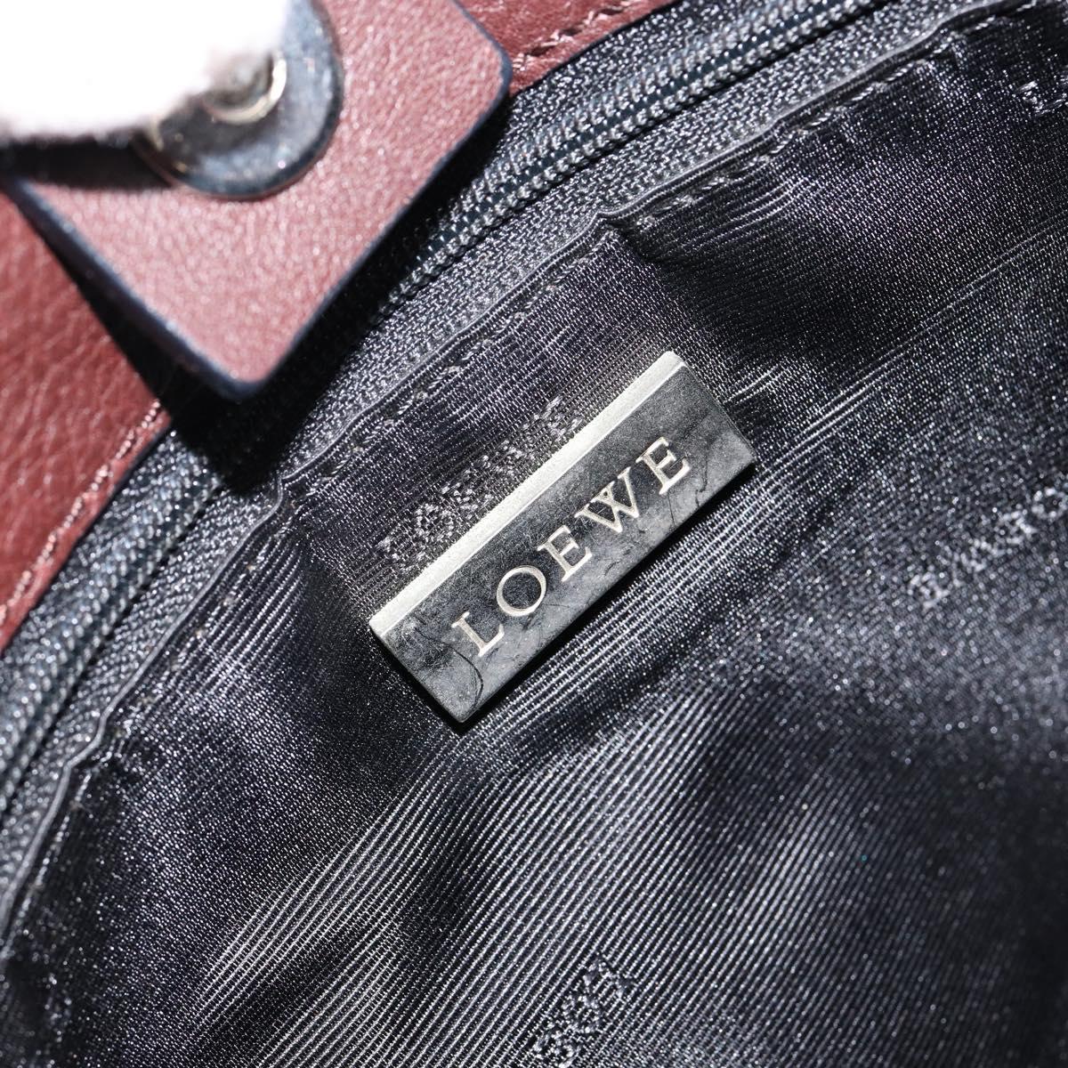 LOEWE Anagram Justa Amazona Hand Bag Leather Brown Silver Auth ep11792