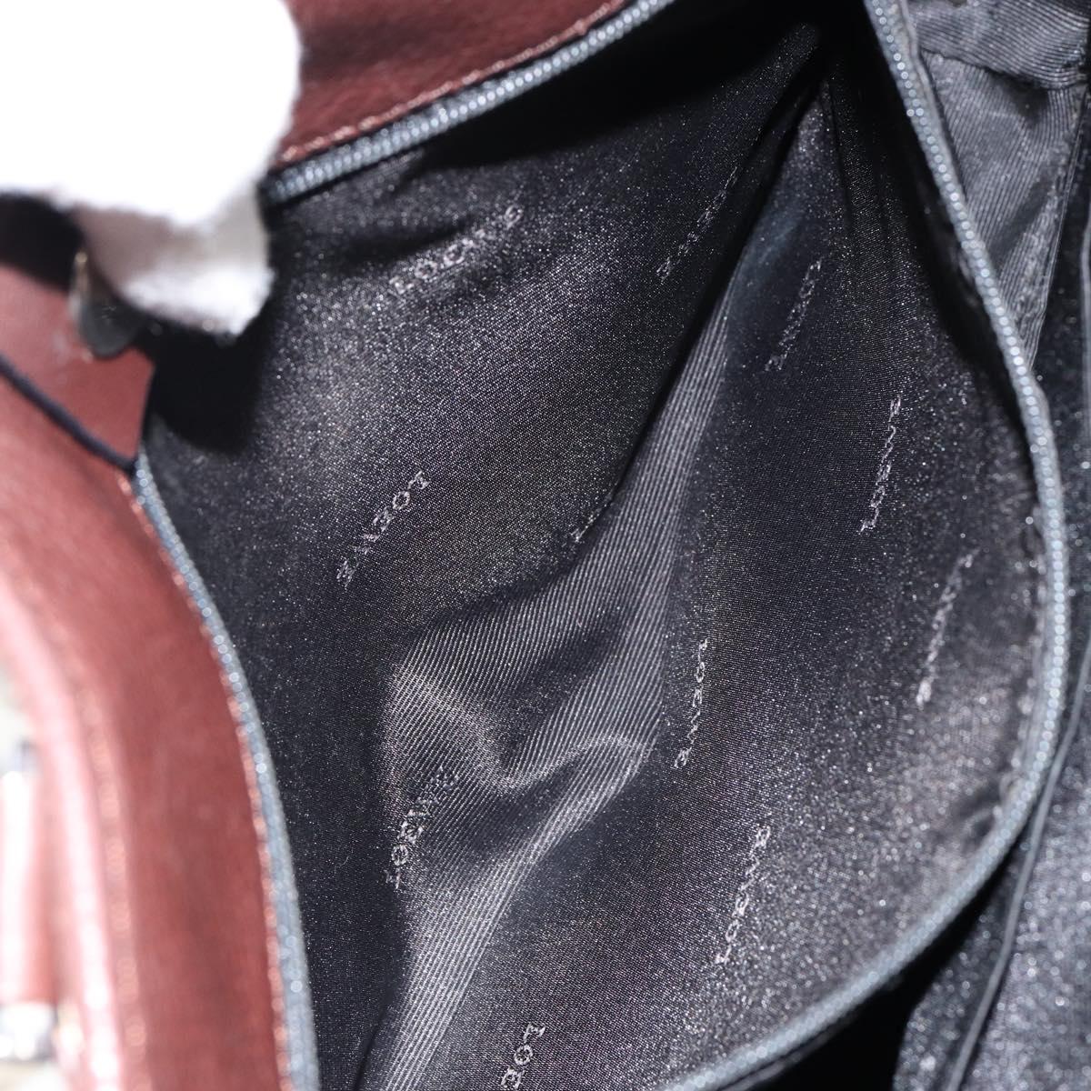 LOEWE Anagram Justa Amazona Hand Bag Leather Brown Silver Auth ep11792