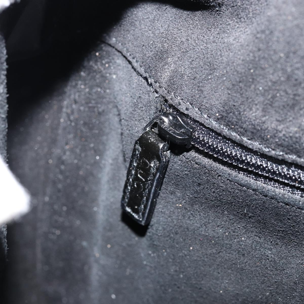 GUCCI Horsebit Shoulder Bag Enamel Black Silver Auth ep11794