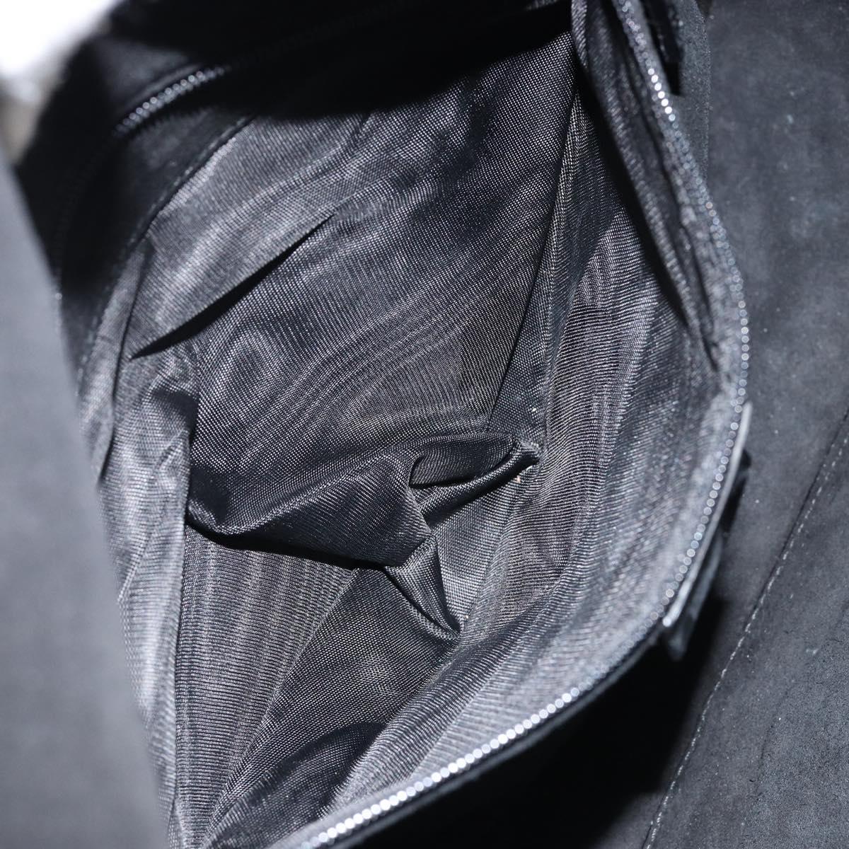 GUCCI Horsebit Shoulder Bag Enamel Black Silver Auth ep11794