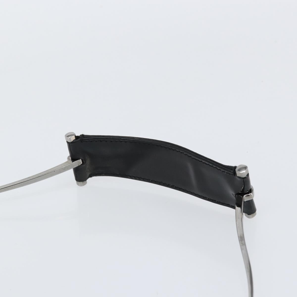 GUCCI Horsebit Shoulder Bag Enamel Black Silver Auth ep11794