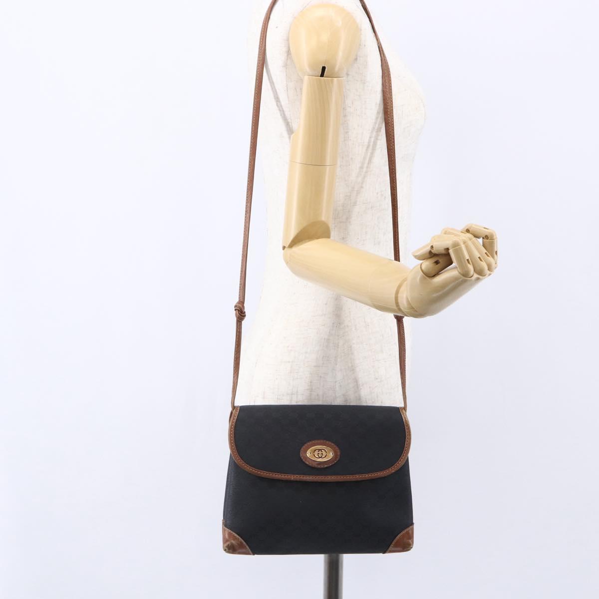 GUCCI Micro GG Supreme Shoulder Bag PVC Black Gold 007 92 5548 Auth ep11795