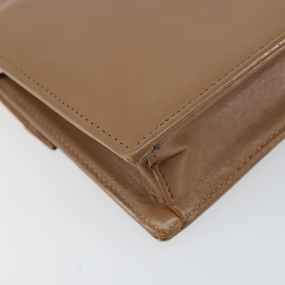 Christian Dior Chain Shoulder Bag Leather Beige Gold Auth ep11798