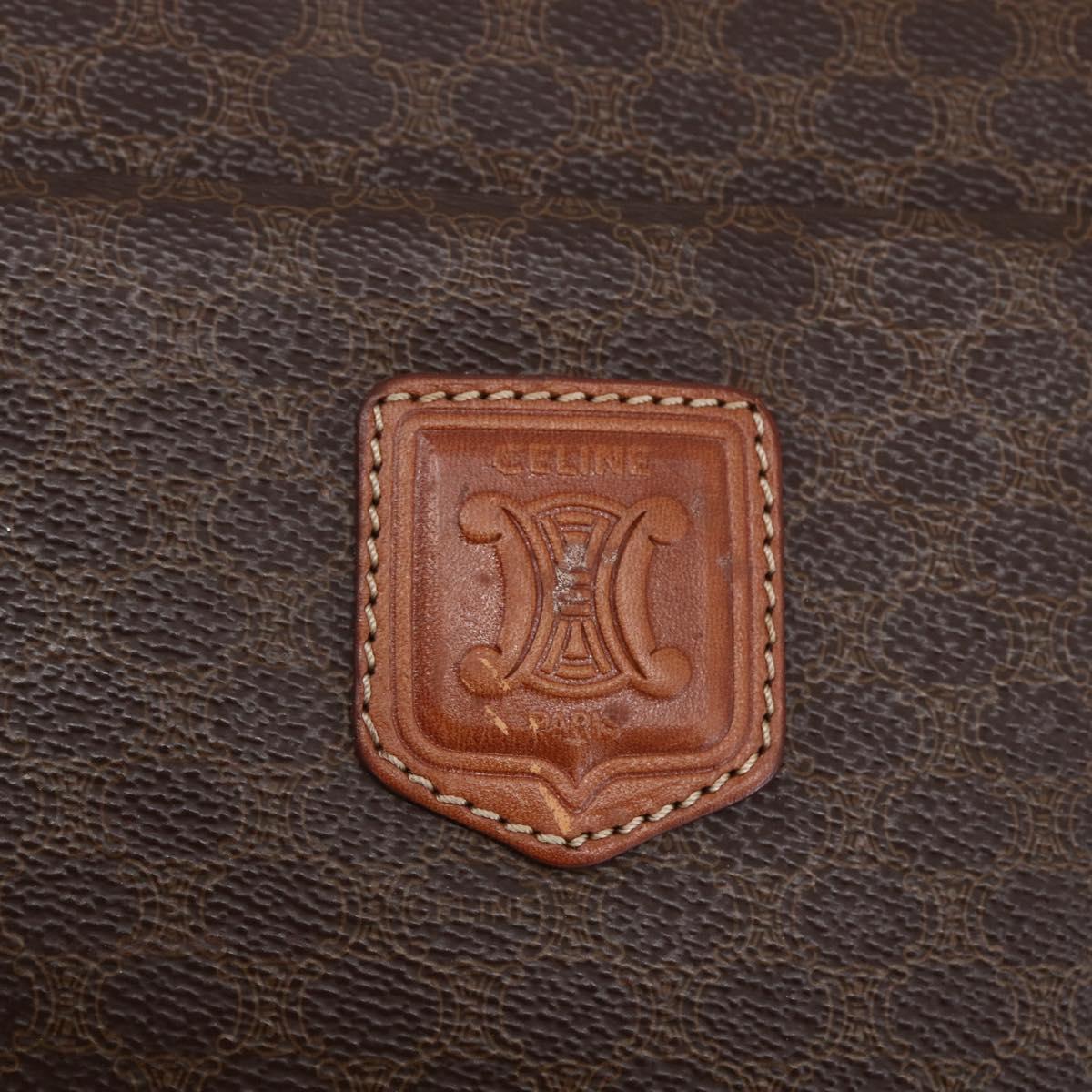 CELINE Macadam Canvas Tote Bag PVC Brown Gold Auth ep11810